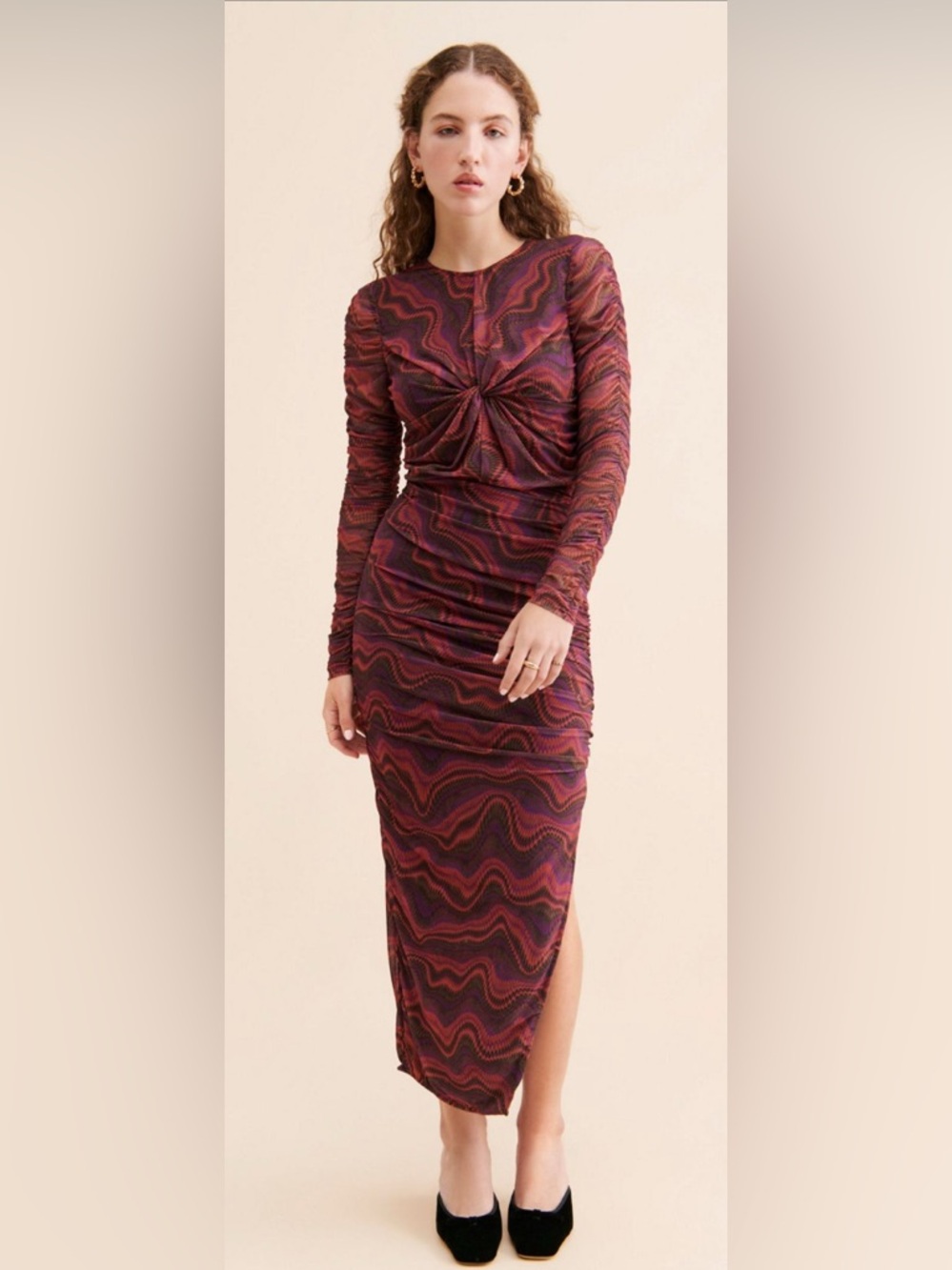 SAYLOR size Large Satin Ruffle Maxi Dress